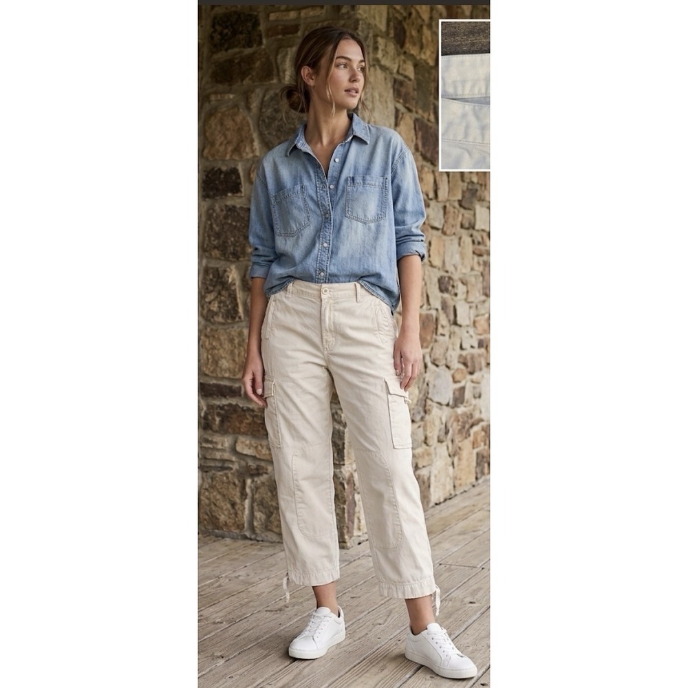Vintage Polo Jean Company Cream Cargo Capri Jogger Pant Size 12